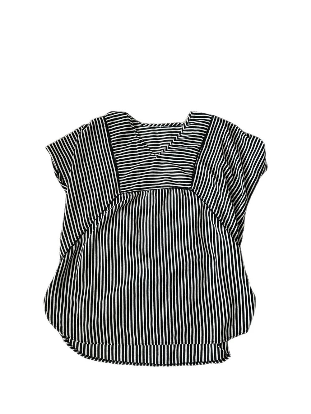 Striped V-Neck Beach Swimsuit Cover Up Black and white stripes XL